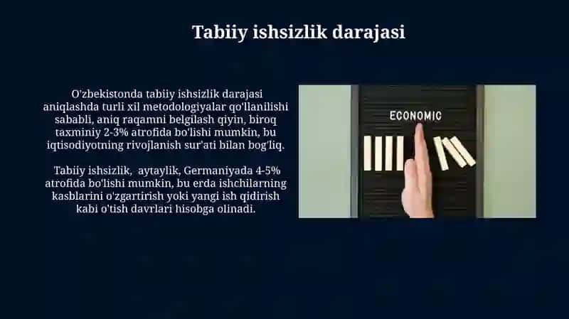 Mehnat bozorining shakllanishi va ishsizlikning o'ziga xos xususiyatlari 4