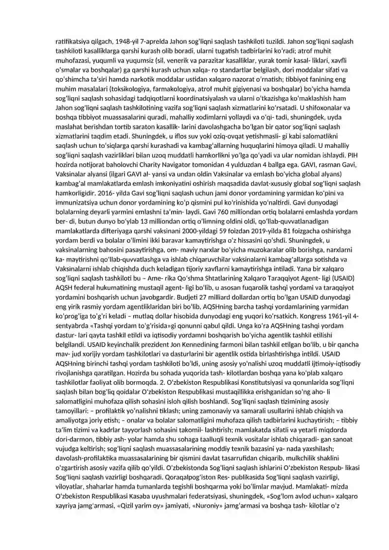 Sog‘liqni saqlash bilan bog‘liq O‘zbekistonda amalga oshiri- layotgan ishlar 4