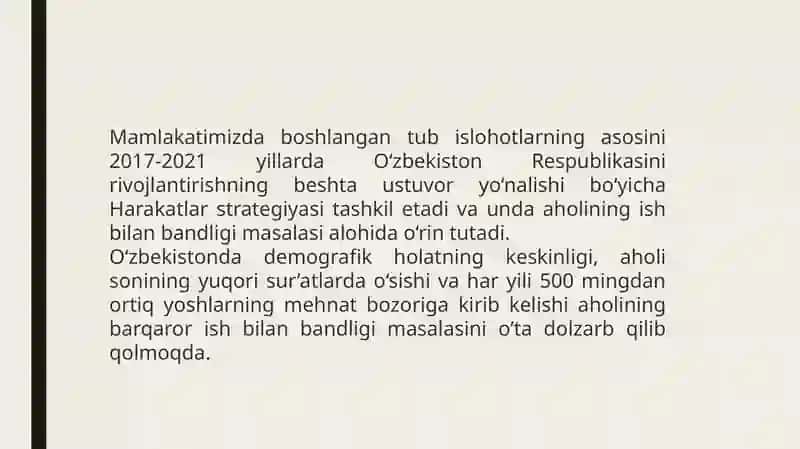 O‘zbekiston Respublikasining 2021-2030 yillarda aholibandligi gako‘maklashish strategiyasi 4