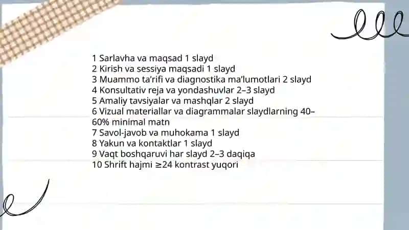 Psixologning kasbiy faoliyati boʼyich taqdimotlar tayyorlash 4