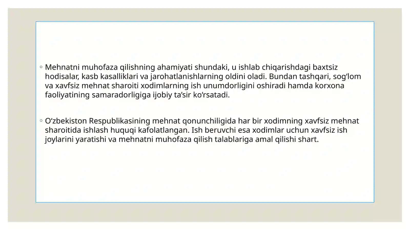Mehantni muhofaza qilish sohasida hodimning huquqlari va majburiyatlar 4