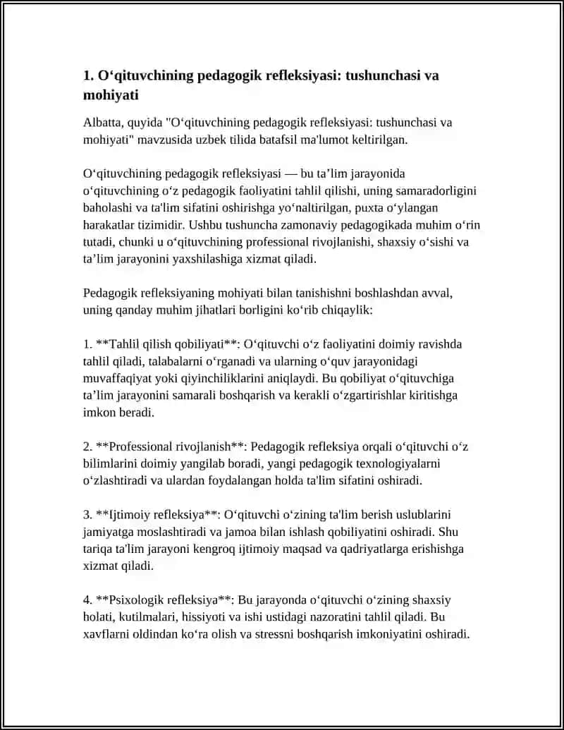 O‘QITUVCHINING PEDAGOGIK MAHORATINI RIVOJLANTIRISHDA PEDAGOGIK REFLIKASINI AHAMIYATI 4