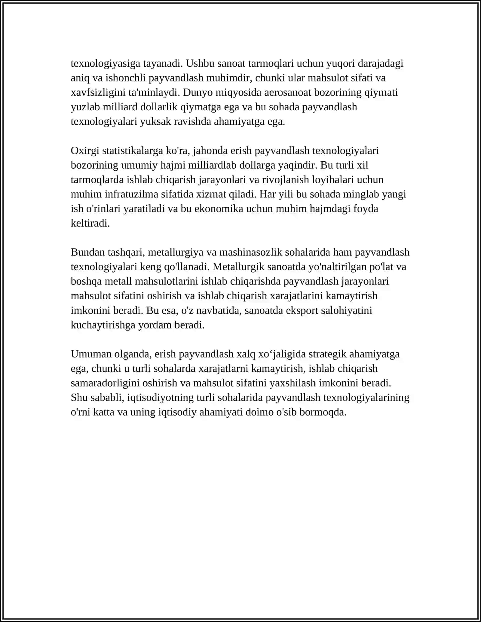 ERITIB PAYVANDLASHNING XALQ XO’JALIGIDA TUTGAN O’RNI 4