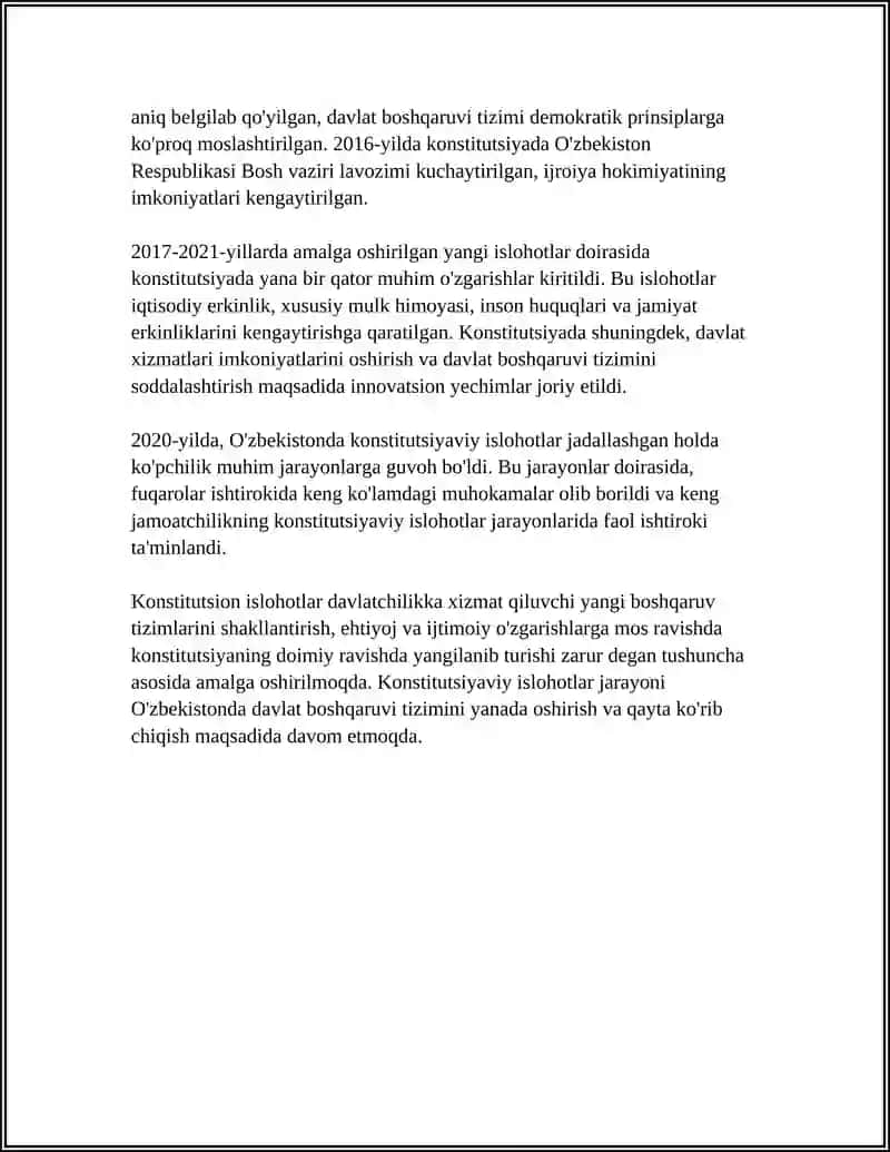 MUSTAQILLIK YILLARIDA DAVLAT BOSHQARUVI TIZIMIDA AMALGA OSHIRILGAN ISLOHATLAR 4