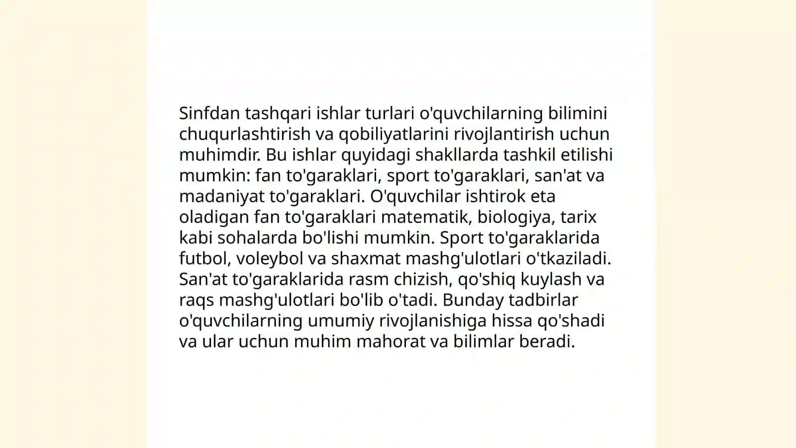 Sinfdan tashqari ishlarni tashkil etish 4