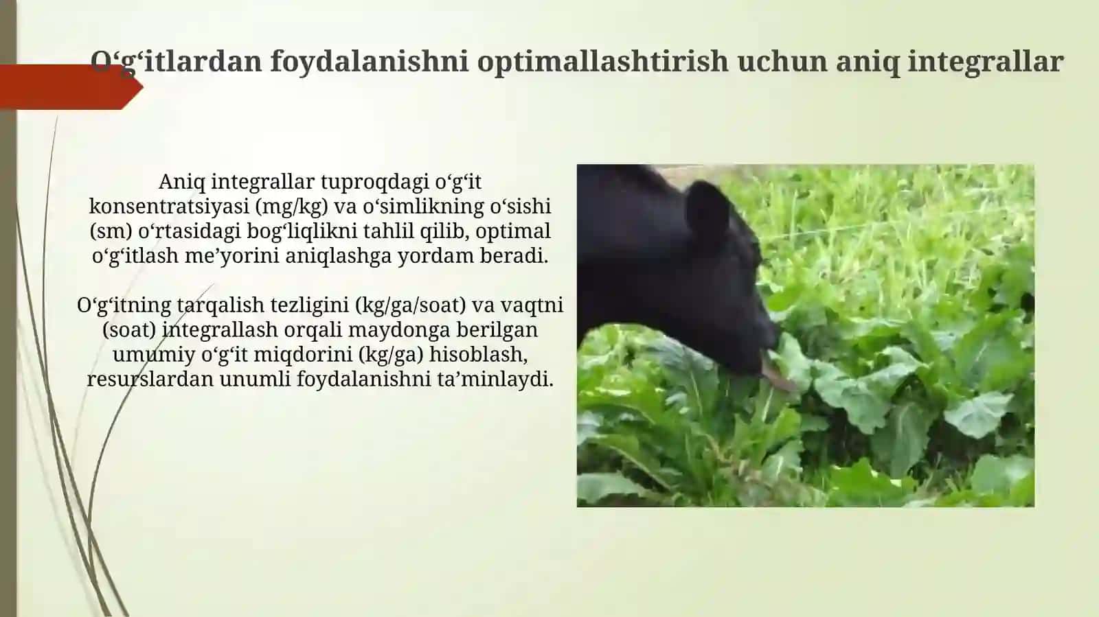 Aniq integralning qishloq xoʻjaligi va chorvachilik masalalarigatatbiqetilishi 4
