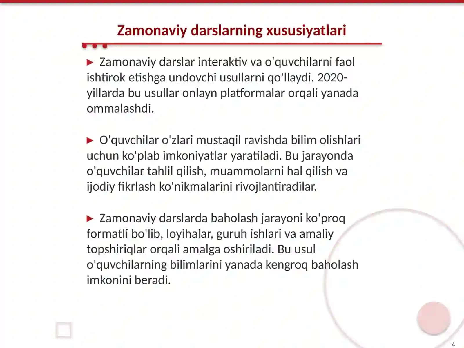 An'anaviy va zamonaviy darslarni taqqoslash 4
