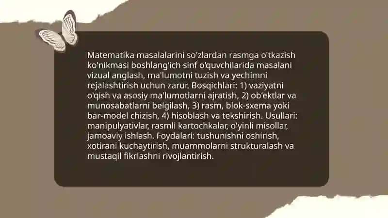 Boshlang'ich sinf o'quvchilarida masala yechish ko'nikmasini shakllantirish 4