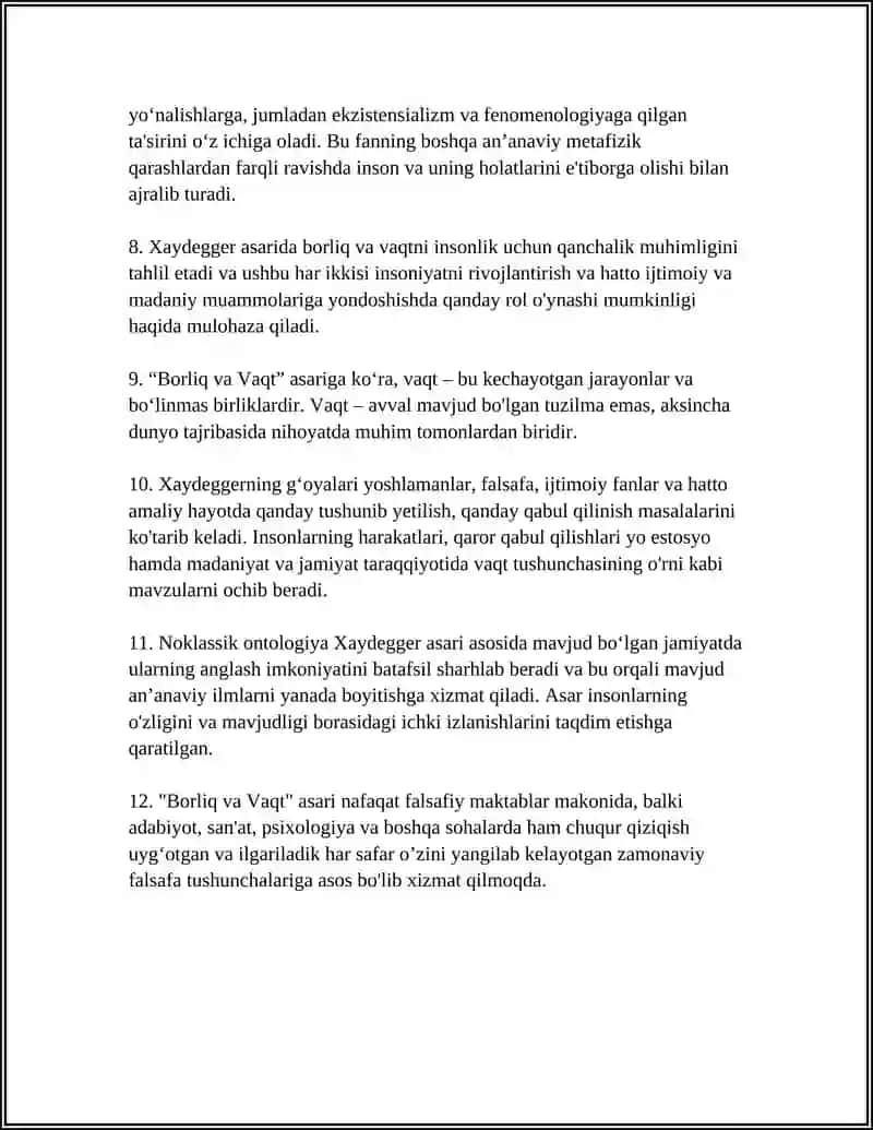 NOKLASSIK ONTOLOGIYANING YONALISHLARI VA MOHIYATI BOYICHA M XAYDEGGERNING BORLIQ VA VAQT ASARI ASOSIDA 4