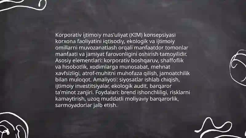 Biznesni Axloqiy va Mas'uliyat Jihatdan Boshqarish 4