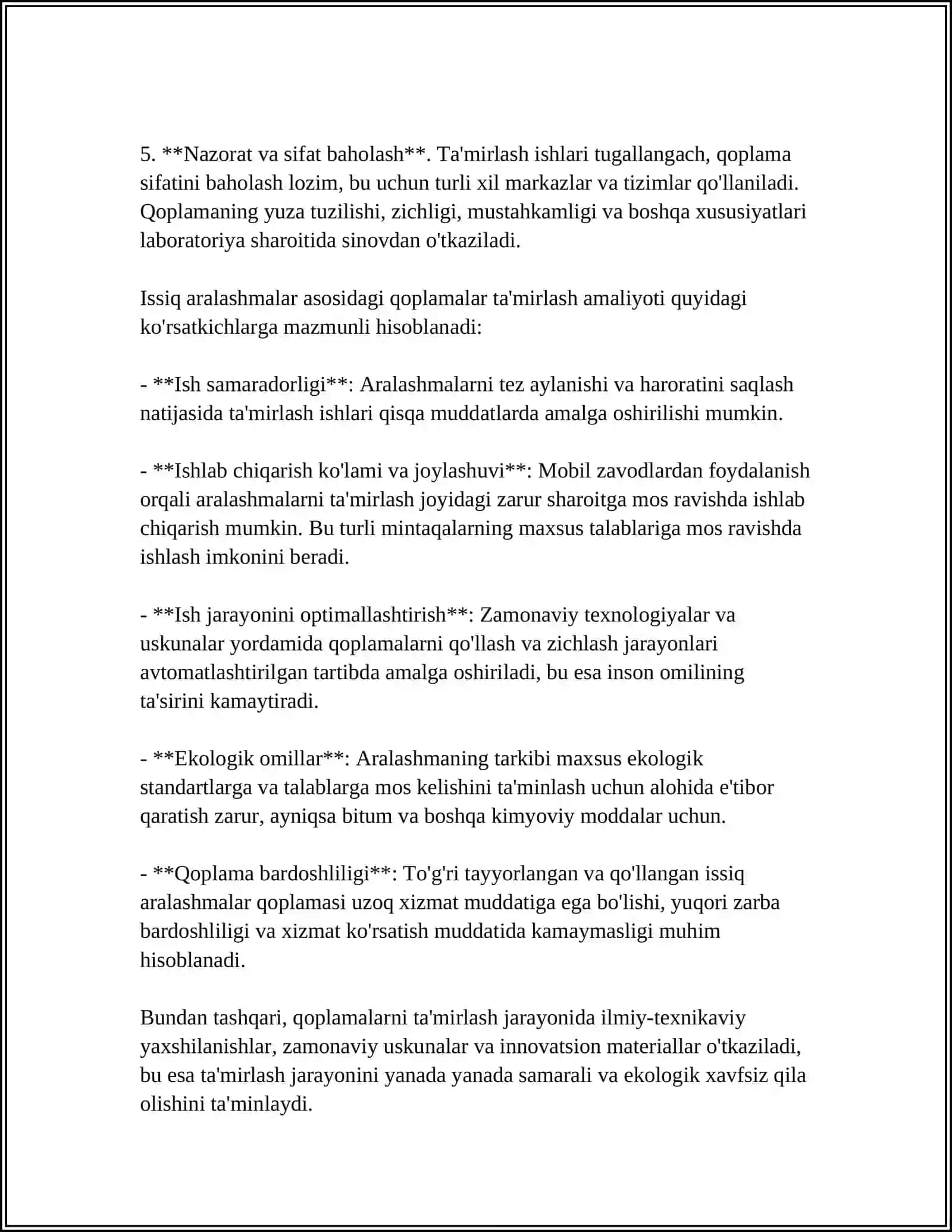 QOPLAMANI ISSIQ ARALASHMALAR YORDAMIDA TA'MIRLASH TEXNALOGIYASI 4