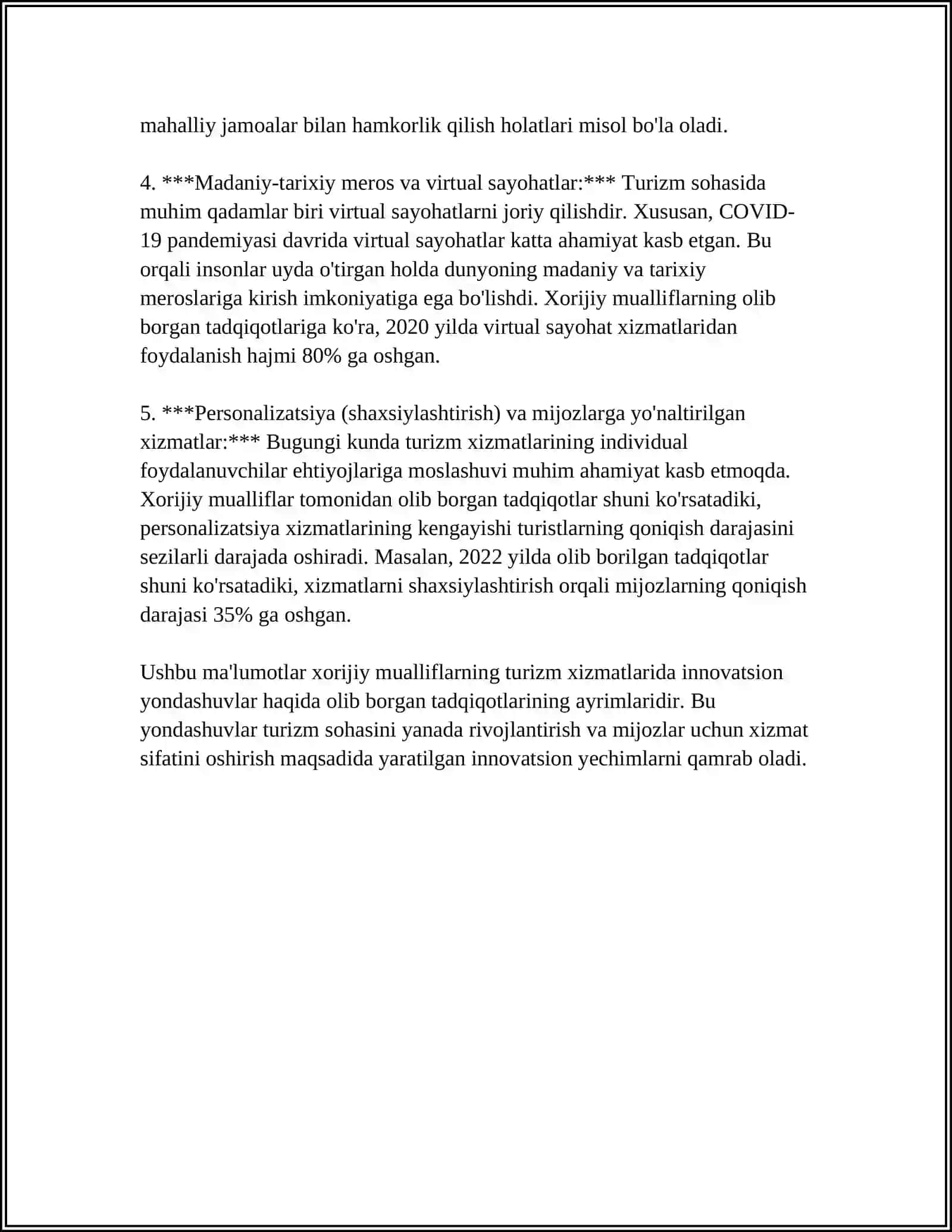 XORIJIY MUALLIFLARNING TURIZMDA XIZMAT KÕRSATISHGA BÕLGAN ILMIY YONDASHUVLARI 4