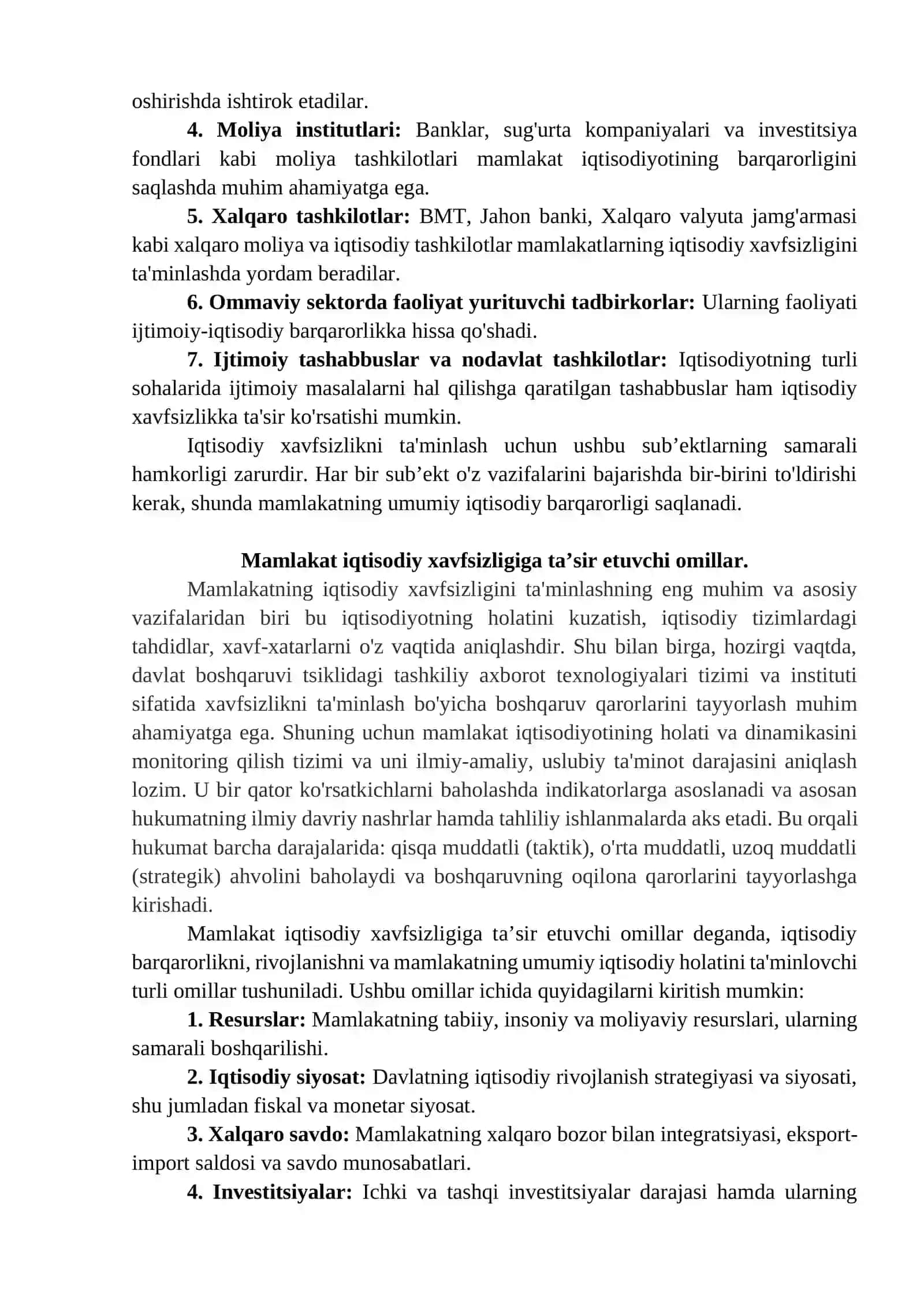 MAMLAKAT IQTISODIY XAVFSIZLIGI 4