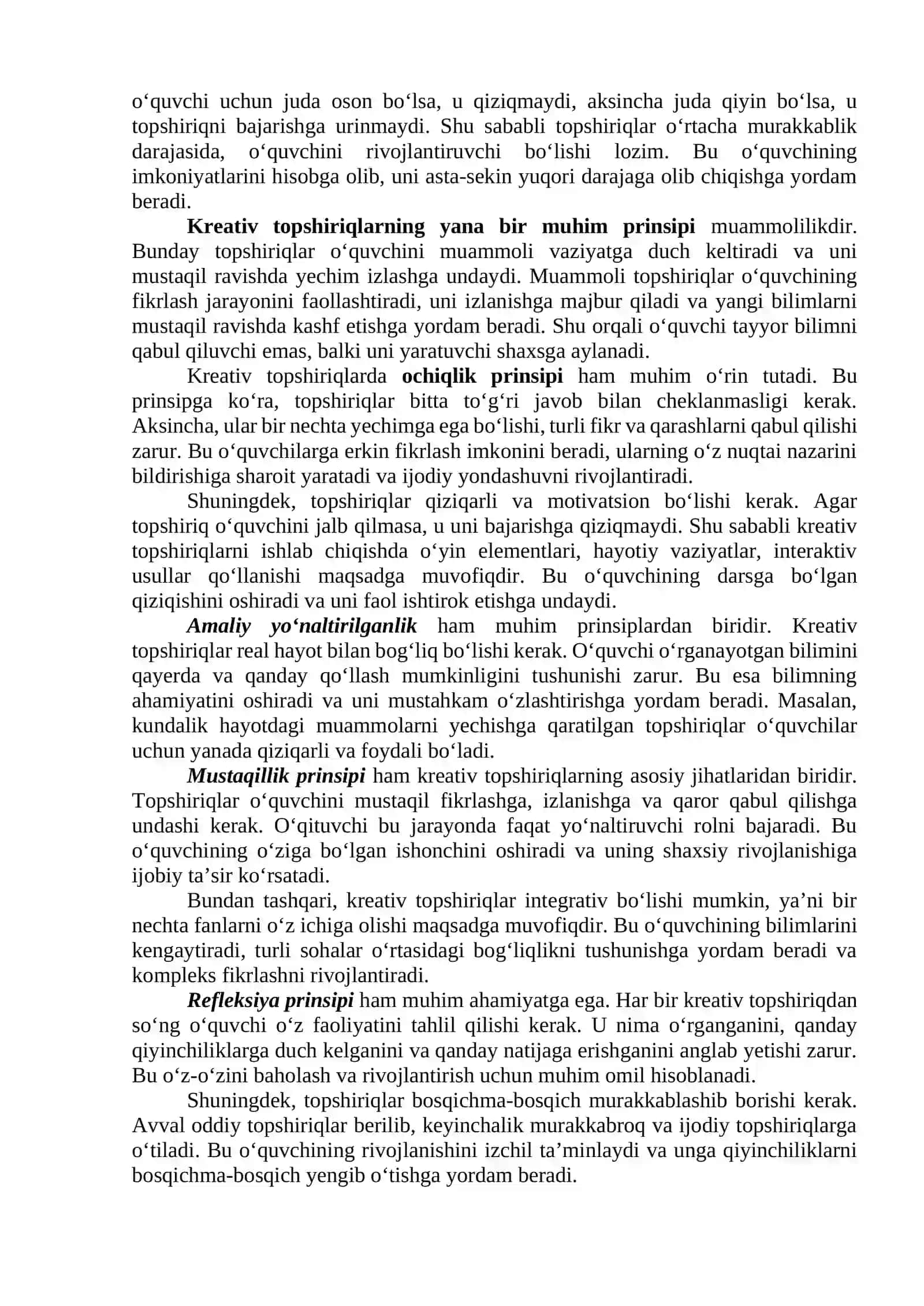 O’quv topshiriqlarini ishlab chiqishga kreativ yondashuvlar 4
