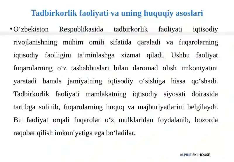 Tadbirkorlikning tashkiliy-huquqiy asoslari 4