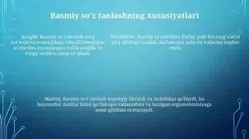 Rasmiy Uslubda So'z Tanlash 4