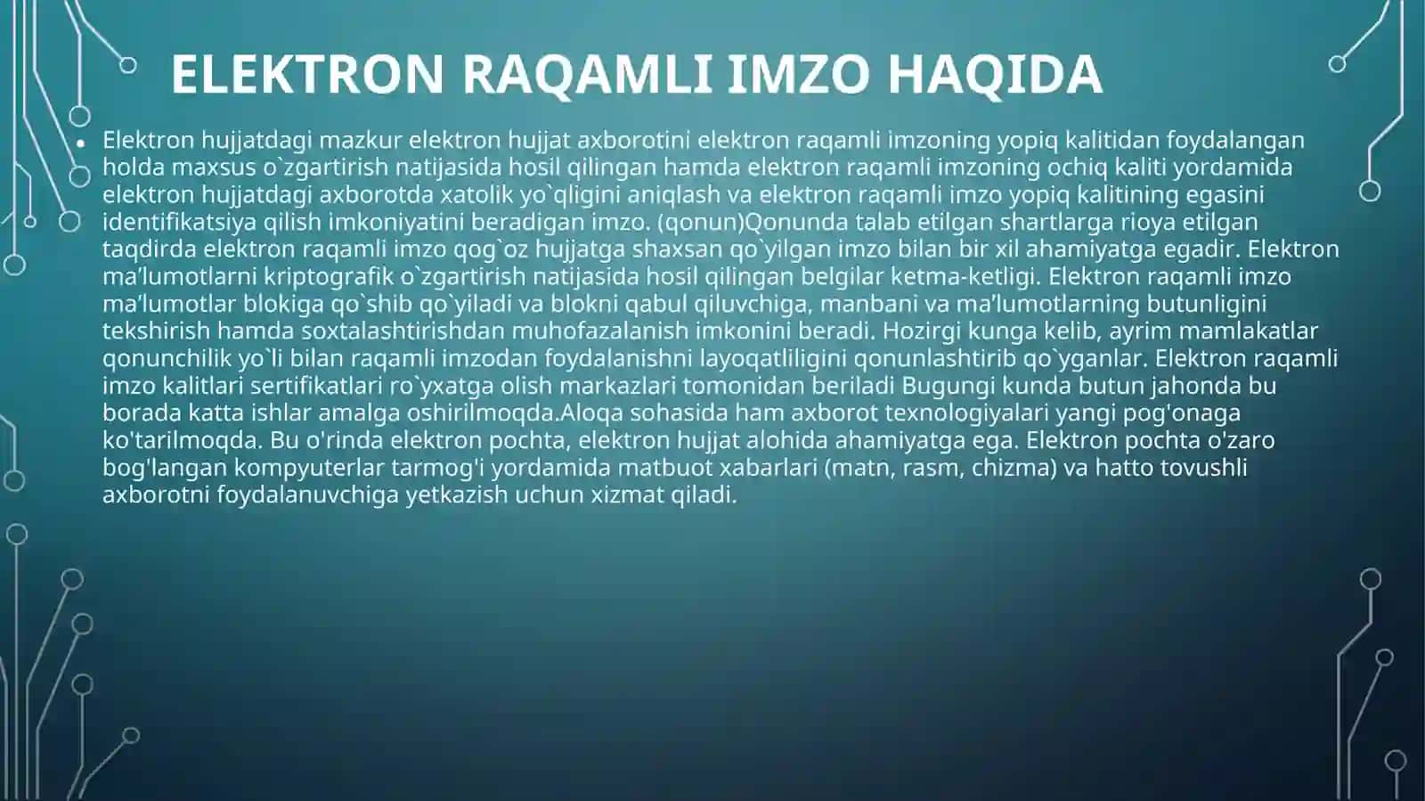 ELEKTRON RAQAMLI IMZO VA UNDAN FOYDALANISH 4