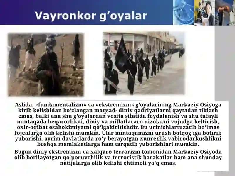 Tеrrоrchidiniyekstrеmistiktashkilоtlarningfaоliyati,хalqarоtеrrоrimzmgaqarshikurashdasturi. 2 4
