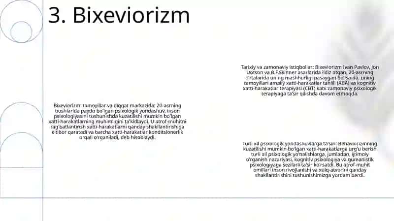 OʻTmish Va Bugunning Individual Tajribasini Baholash, Turli Xil Psixologik YoʻNalishlarga TaʼSiri 4