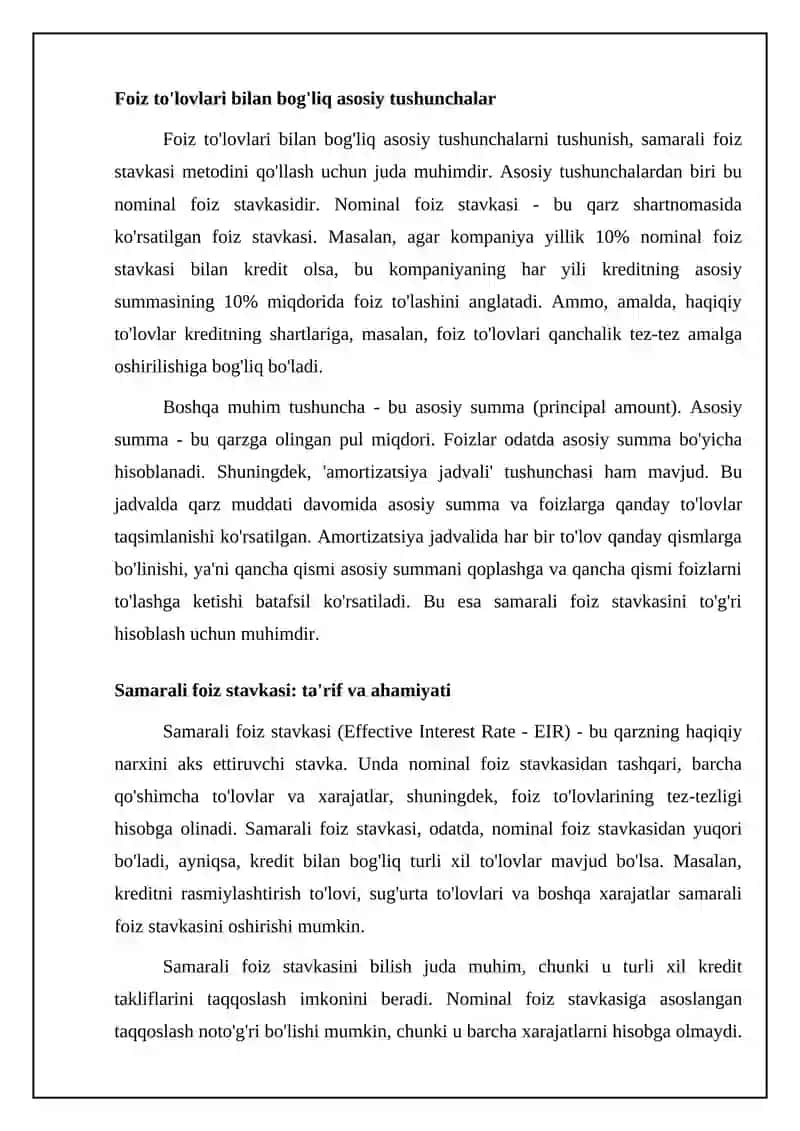 Foizli Kreditlar va Foiz Stavkasi 4