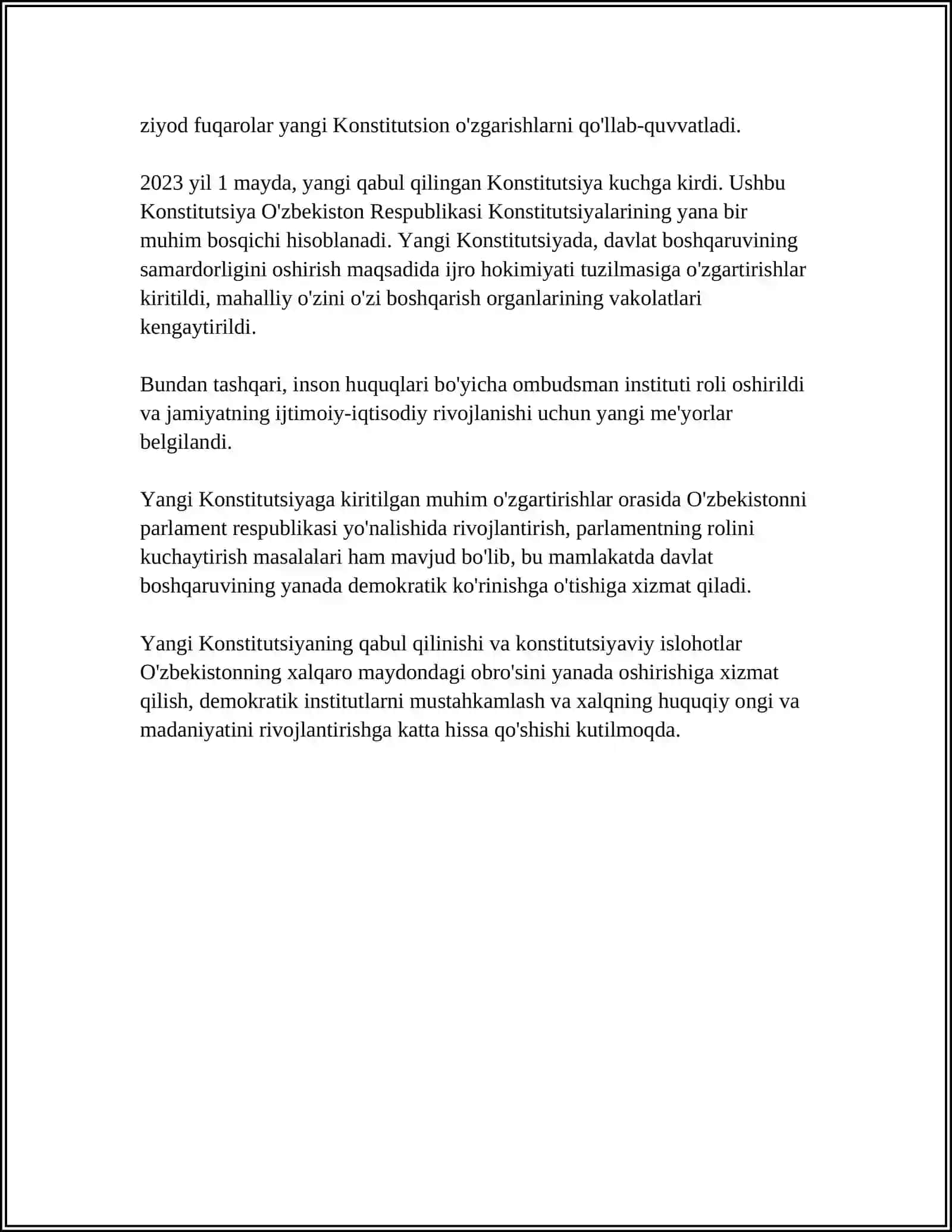 MUSTAQILLIK YILLARIDA DAVLAT BOSHQARUVI TIZIMIDA AMALGA OSHIRGAN ISLOHATLAR 4