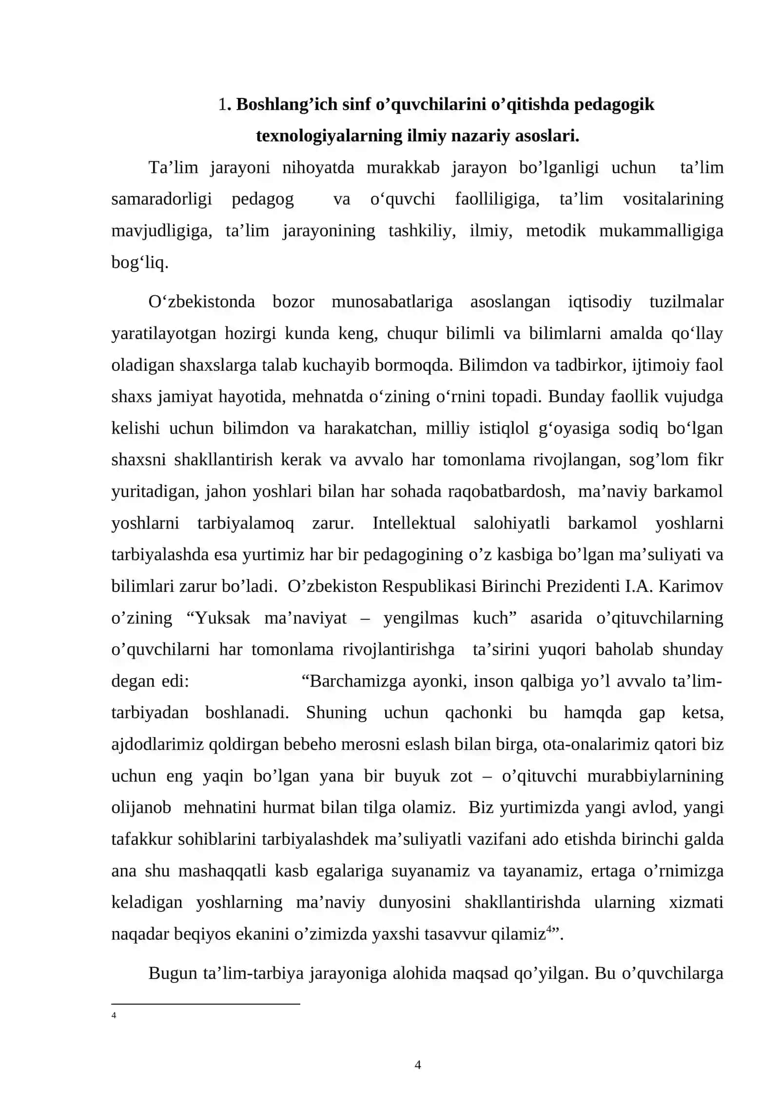 Boshlang’ich sinf o’qish darsini yangi pedogogik texnologiyalar orqali tashkil etishda “aqliy hujum” va “klaster” metodlaridan foydalanish 4