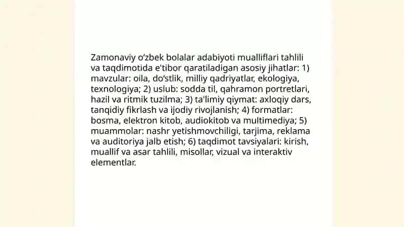 Hozirgi davrdagi òzbek bolalar adabiyoti 4