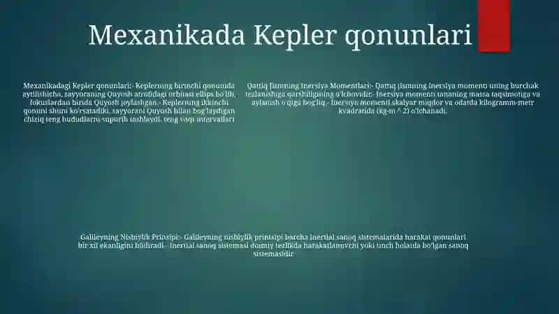 Qattiq Jismning Inersiya Momentlari. Galileyning Nisbiylik Prinsipi 4