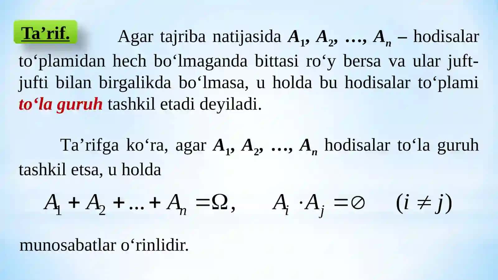 TO‘LA EHTIMOLLIK VA BAYES FORMULALARI 4