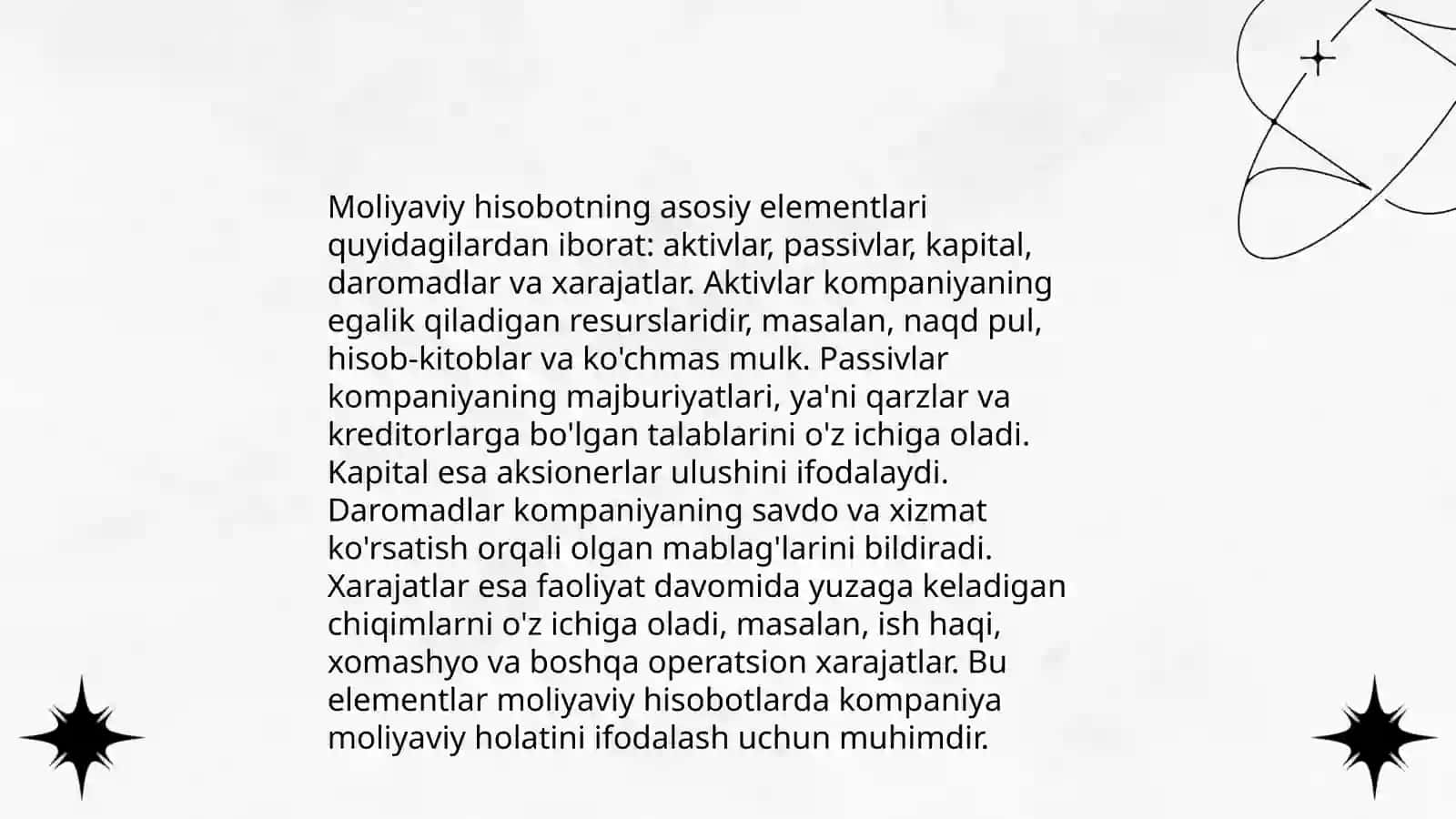 Moliyaviy hisobot faniga kirish 4