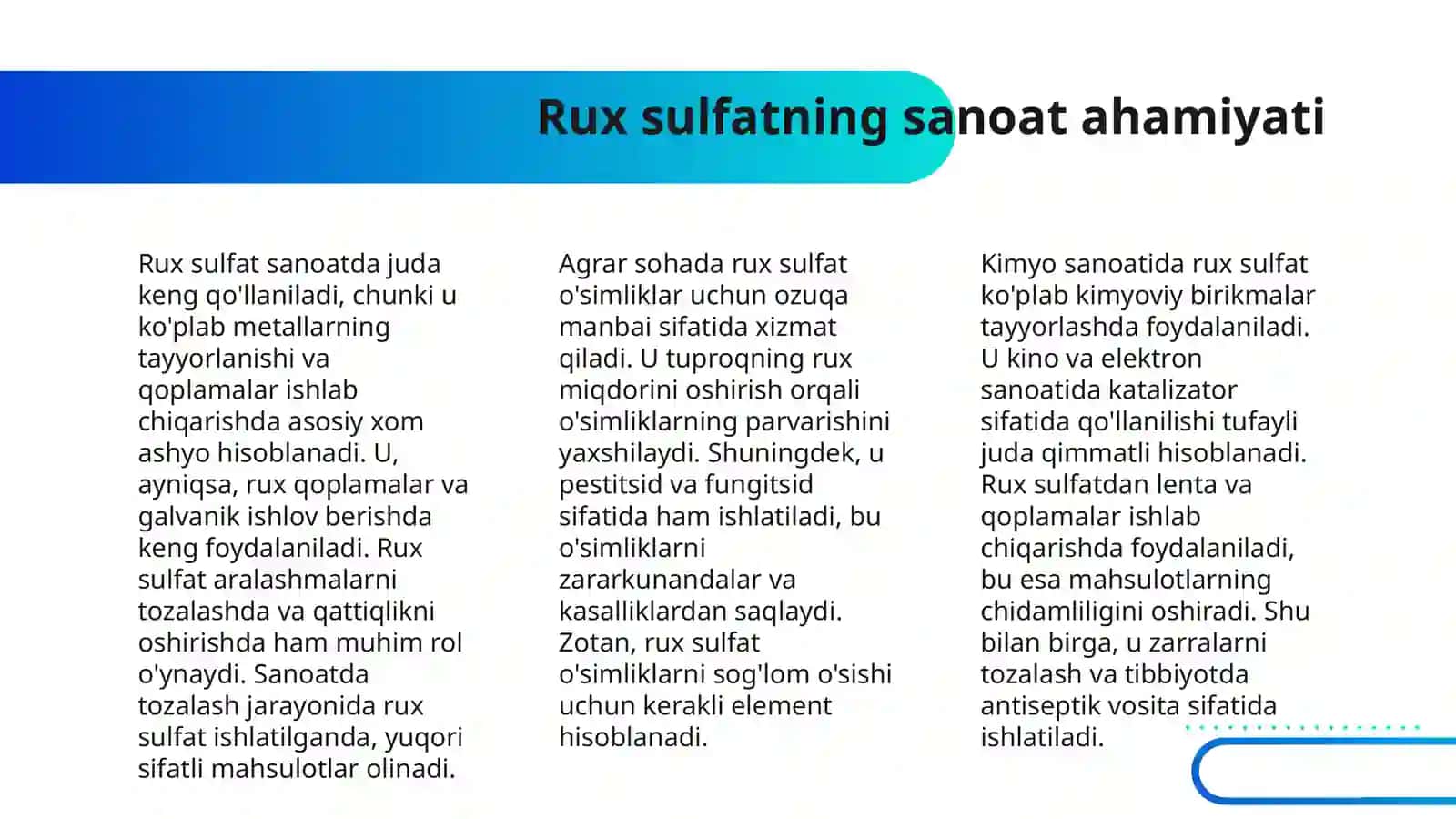 KRISTALLASH QAYTA KRISTALLASH USULIDA MIS SULFAT VA RUX SULFAT TUZLARNI OLISH 4