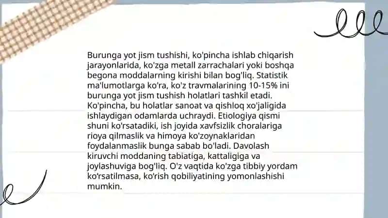 Burunga yot jism tushganda klinikasi, etiologiyasi, Differensial tashxis,va davolash 4