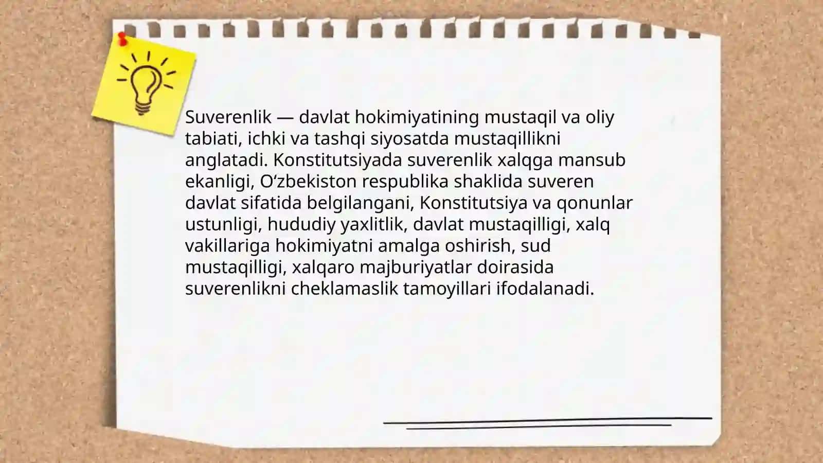 Yangi tahrirdagi Konstitutsiyada,,Oʻzbekiston- respublika shakliga ega boʻlgan suveren davlat" tamoyilining mazmuni 4