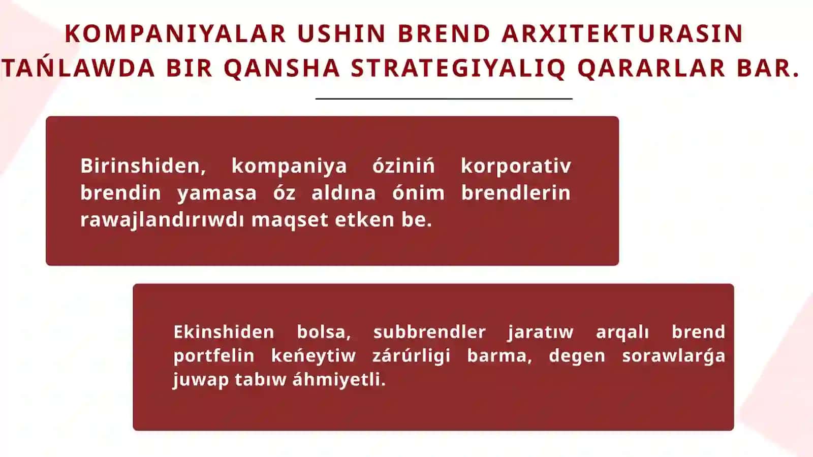 BREND ARXITEKTURASI: KORPORATIV, ÓNIM HÁM SUBBREND SISTEMALARI 4