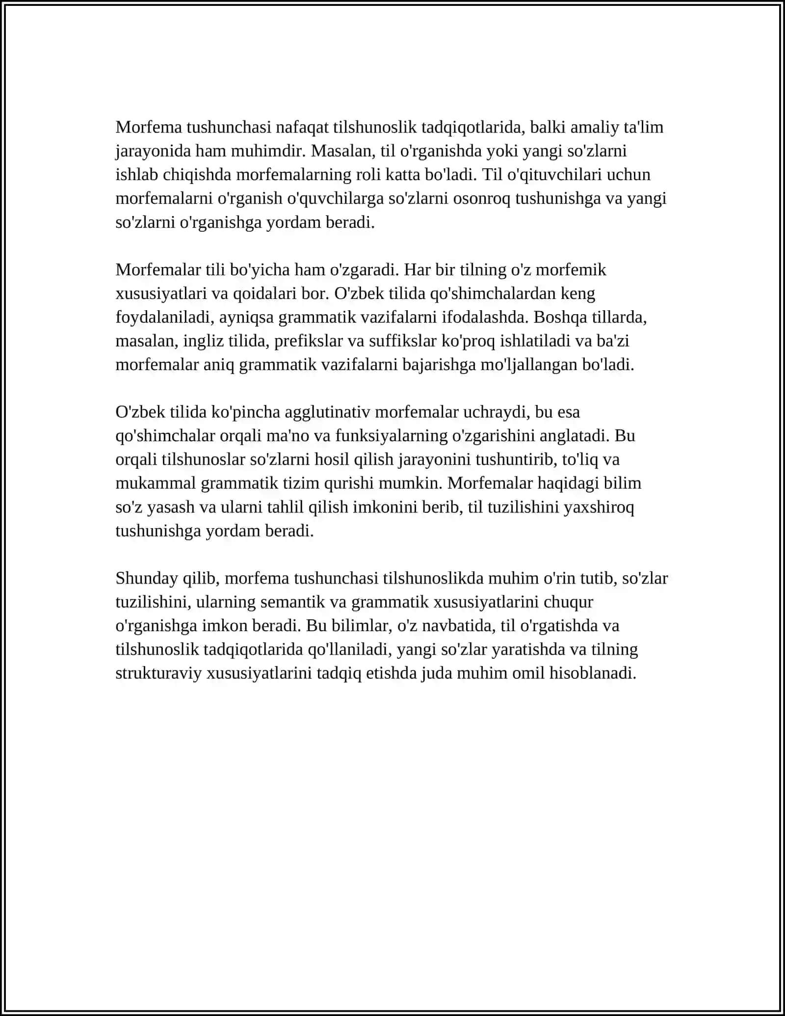 Morfema va qoʻshimcha o'rtasidagi farqlar 4