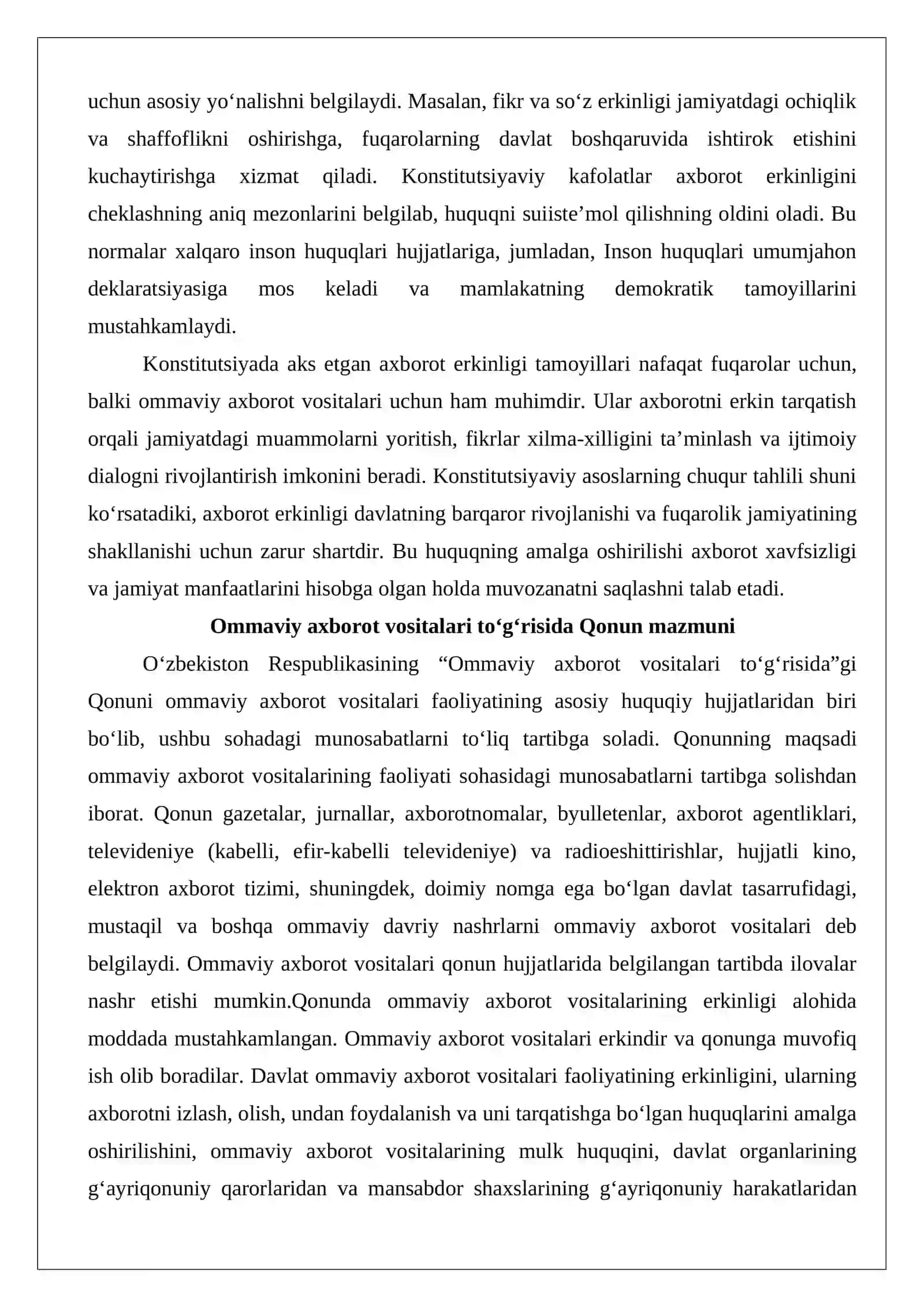 O‘zbekiston Respublikasida ommaviy axborot vositalarining faoliyati (o‘zgarishlar va muammolar) 4