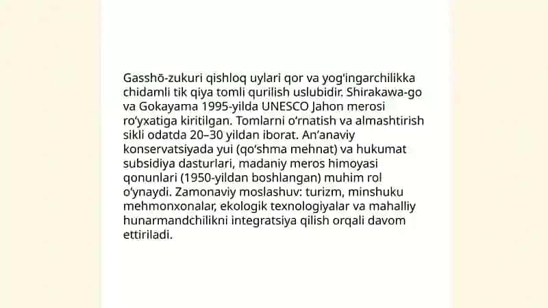 Yaponiya qishloq aholi punktlarida milliy meʼmoriy uslub va inavatsiya uygʻonligi 4