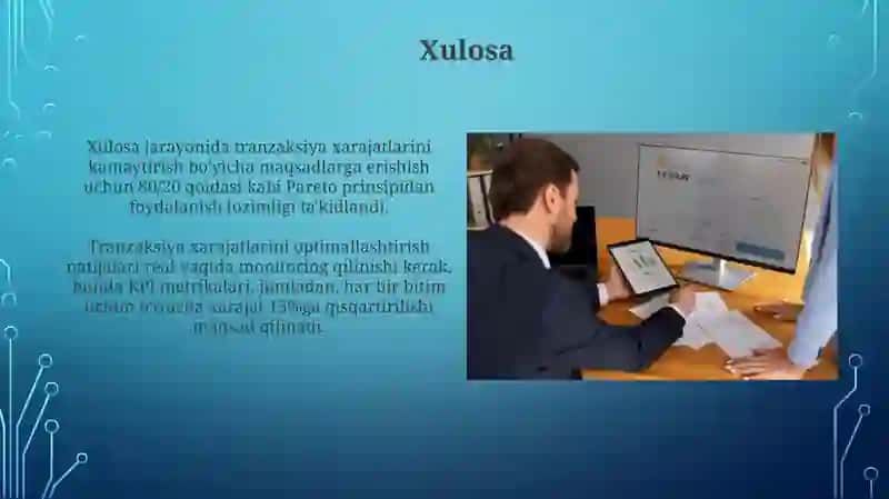 Tranzaksiya xarajatlarini optimallashtirish tajribasi 4
