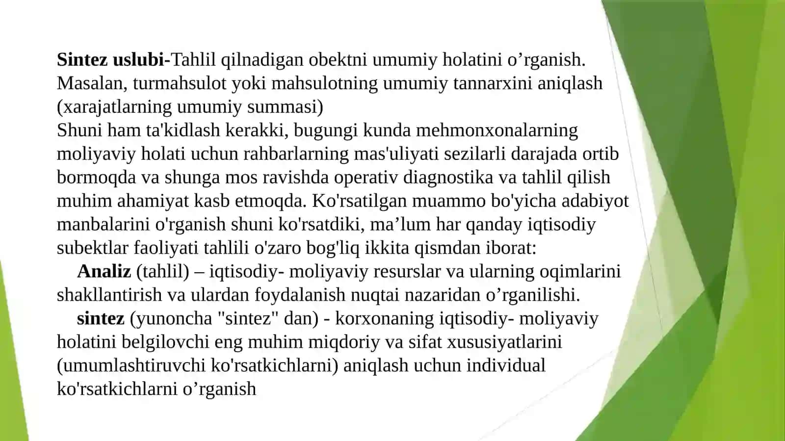 MEHMONXONALAR XO’JALIGI FAOLIYATI TAHLILI FANIDA QO’LLANILADIGAN USULLAR 4