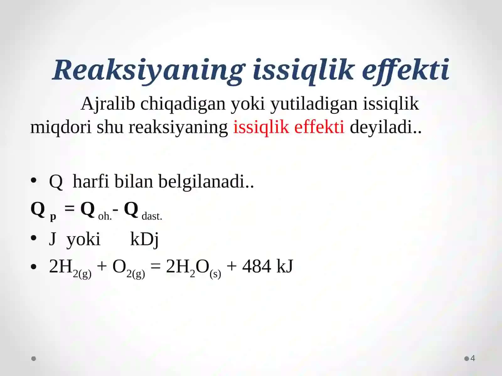 Termokimyoviy tenglamalarga oid masalalar yechish 4