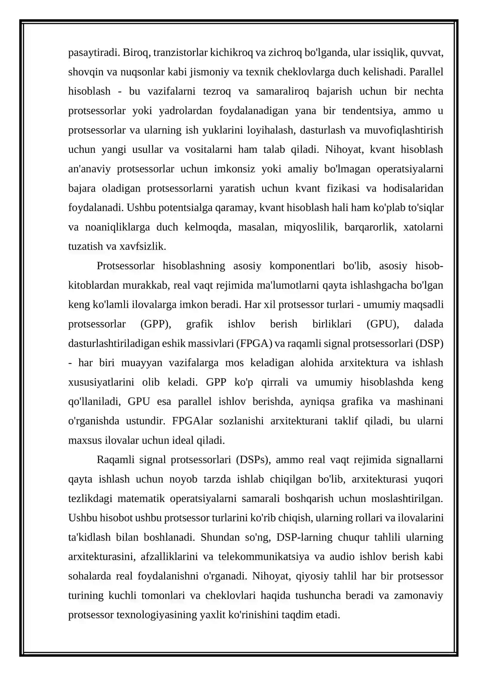 Signal protsessorlari arxitekturasining texnik parametrlari va optimallashtirish usullarining texnik parametrlari va optimallashtirish usullari. 4