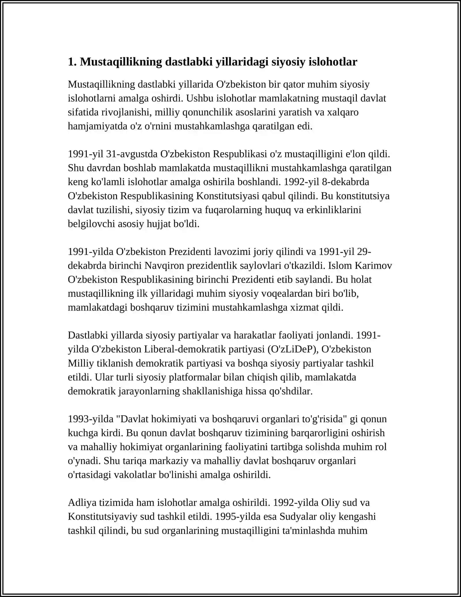 MUSTAQILLIKDAN KEYINGI IJTIMOIY-SIYOSIY JARAYONLAR 4
