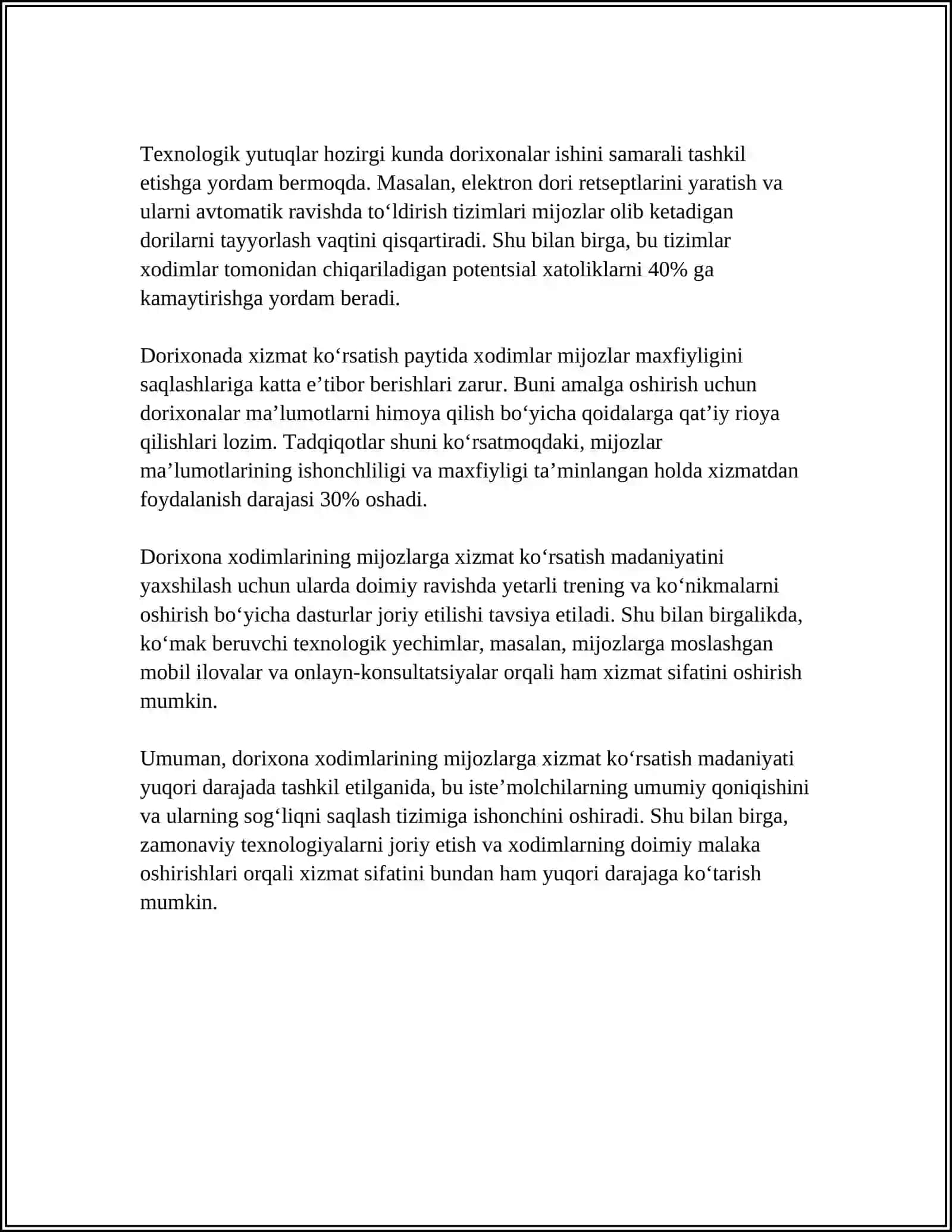 FARMASEVTIK XODIMLAR DORIXONA XORIDORLARI BILAN MUNOSABATLARI 4