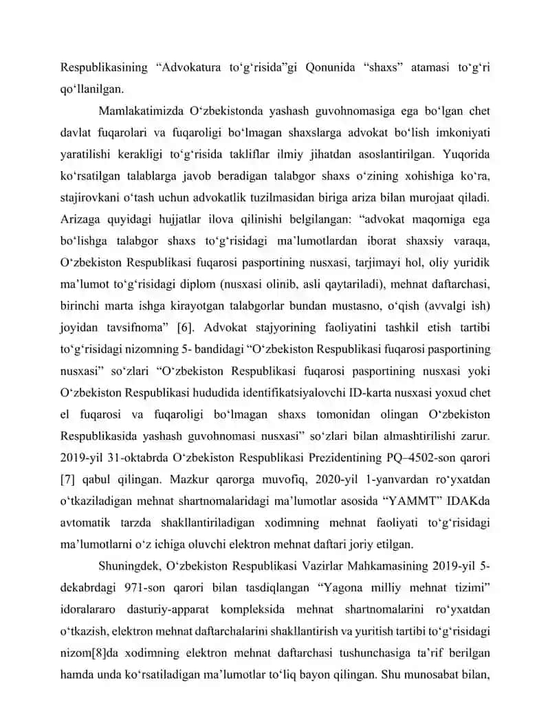 Advokat maqomiga ega bo'lish tartibi 4