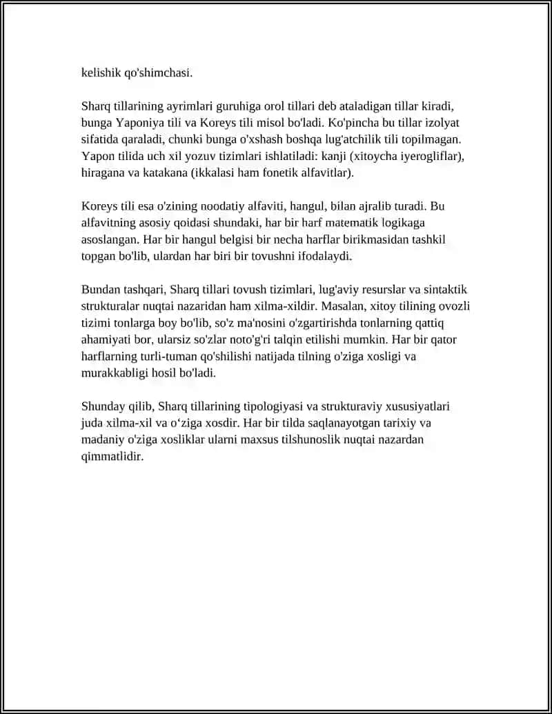 Sharqshunoslik va Tilshunoslik Referat 4