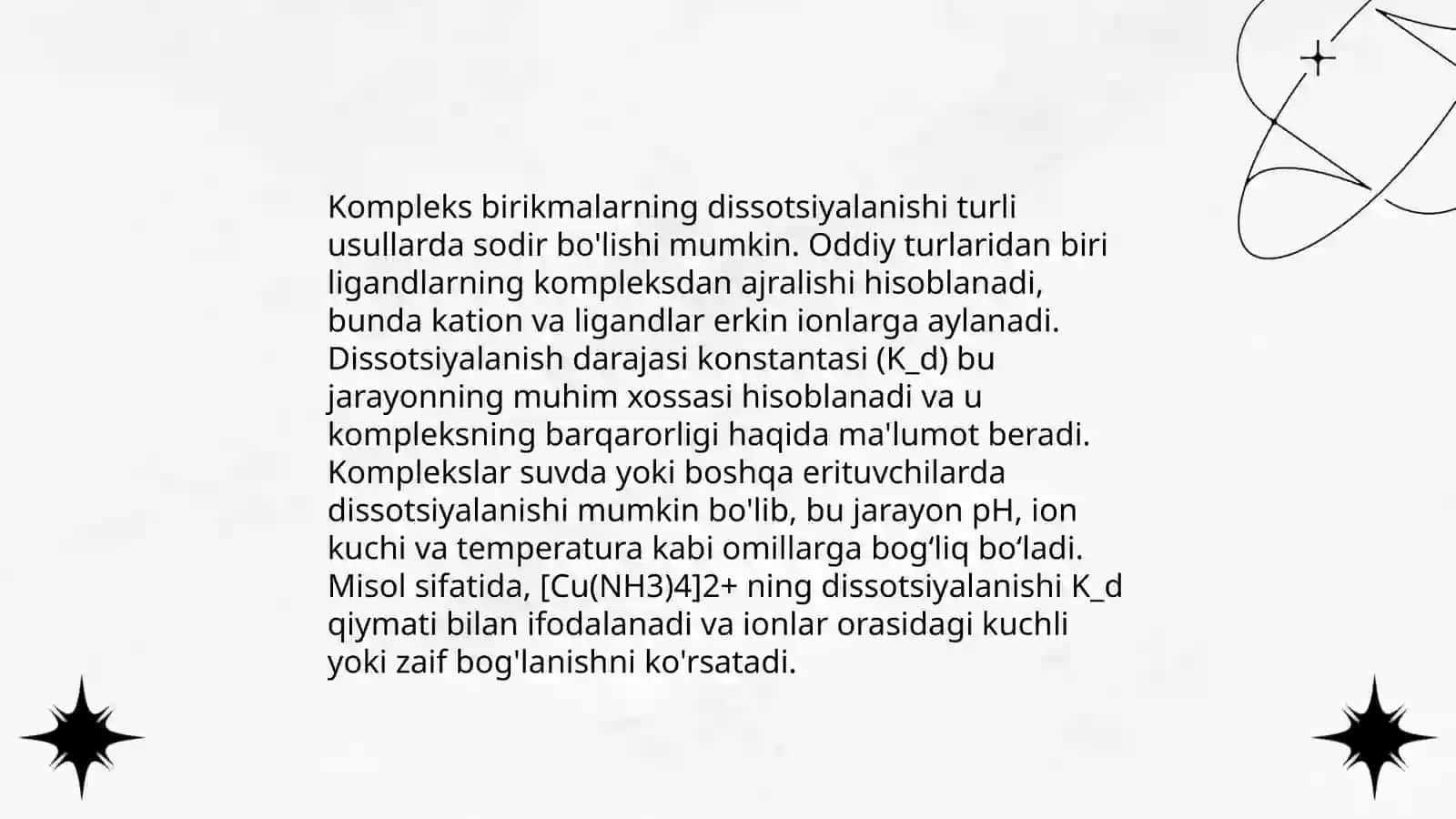 Eritmalarda kompleks birikmalarning dissotsiylanishi 4