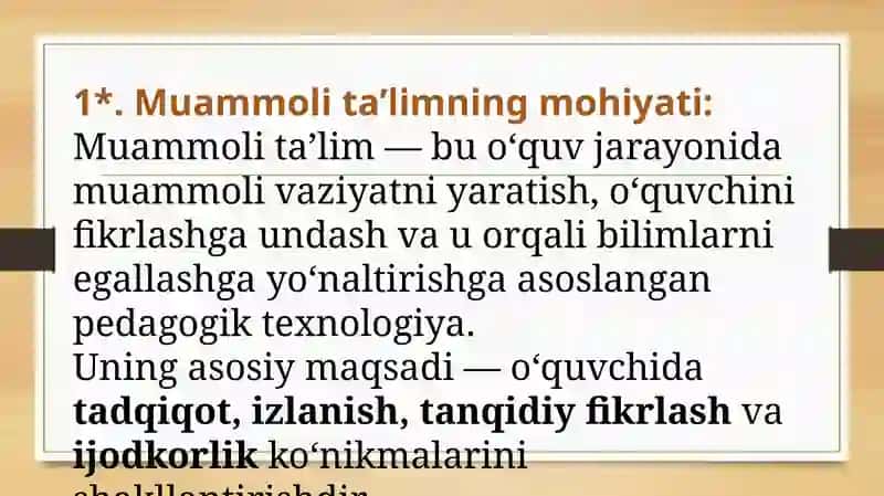 Muammoli ta’lim texnalogiyasining mohiyati va mazmuni 4