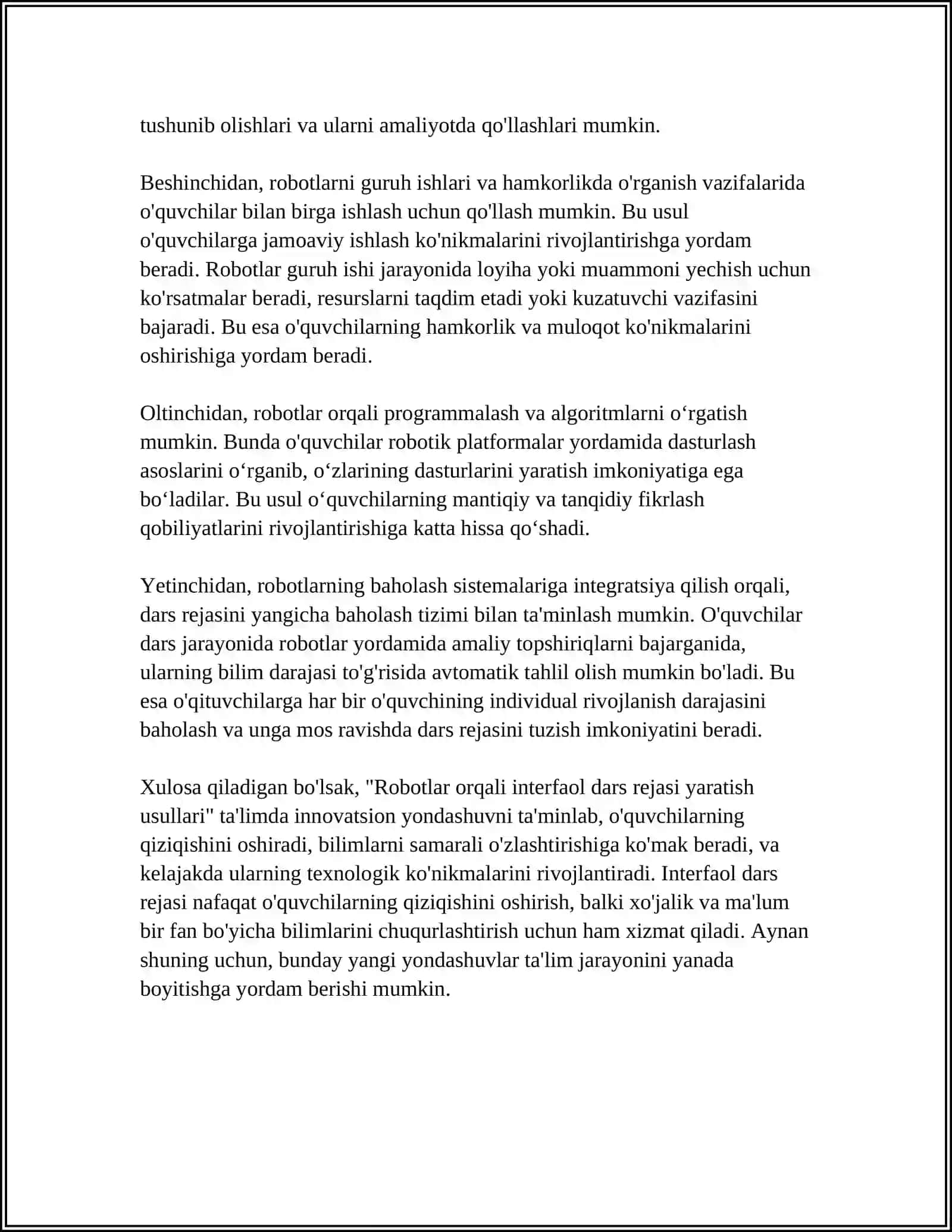 ROBOTLAR YORDAMIDA TA'LIM JARAYONINI INTERFAOL QILISH USULLARI 4
