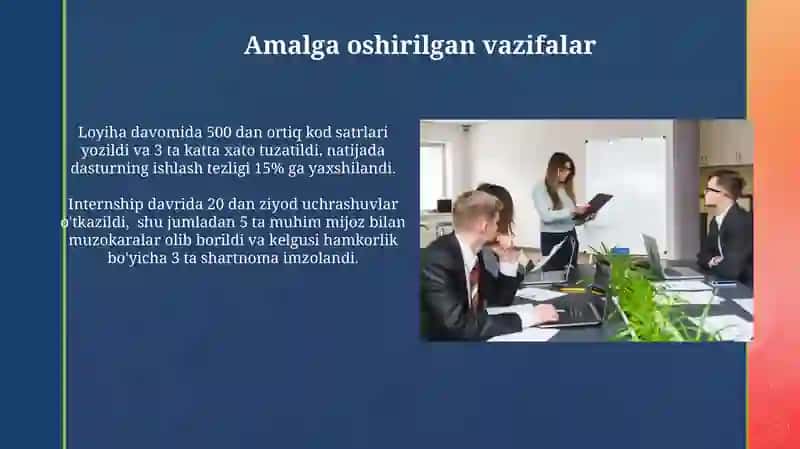 Amaliyot jarayonida bajariladigan ishlar yuzasidan hisobot taqdimoti 4