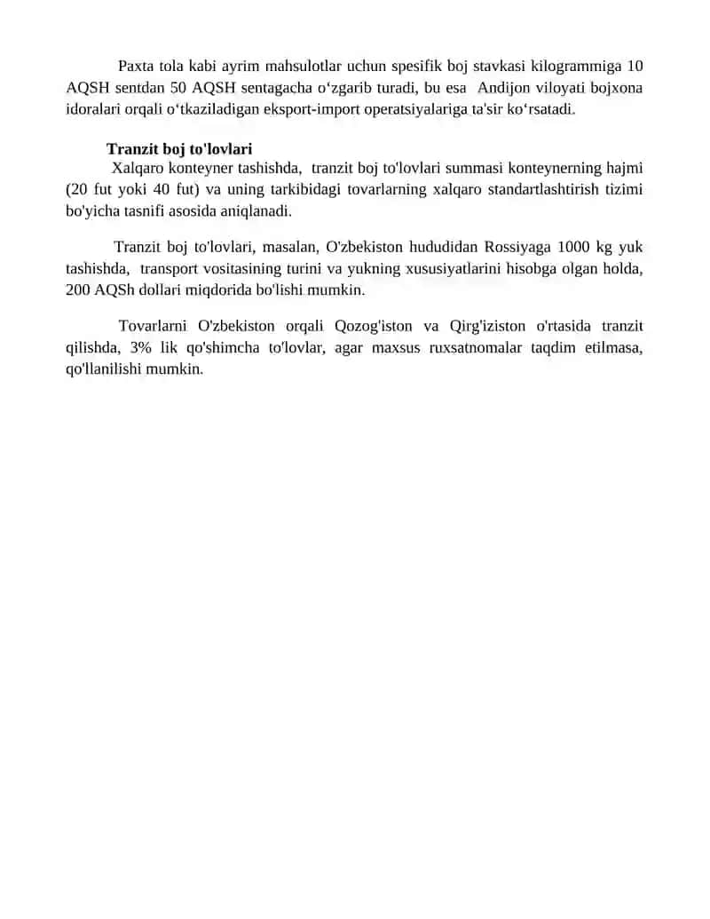 BOJXONA TO’LOVLARI VA ULARNING TURLARI 4